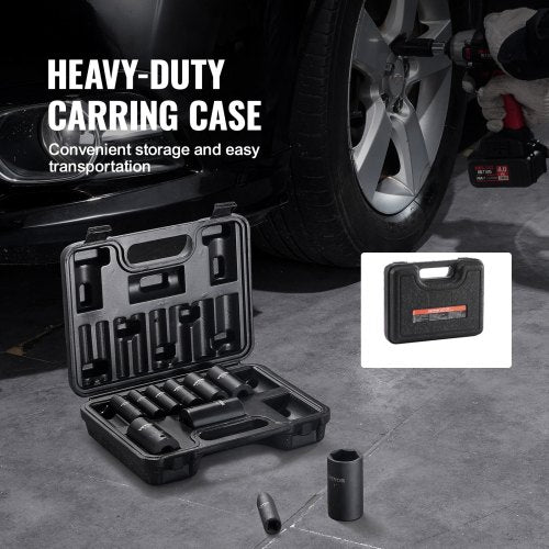 38 Drive Impact Socket Set 11 Piece Deep Socket Set SAE 5161 6 Point