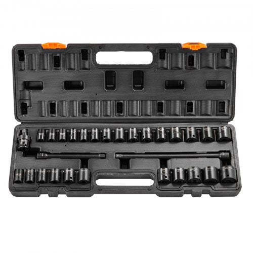 38 Drive Impact Socket Set 29 Piece Shallow Socket Set SAE 381 and Metric 822mm