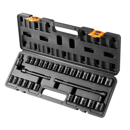 38 Drive Impact Socket Set 29 Piece Shallow Socket Set SAE 381 and Metric 822mm