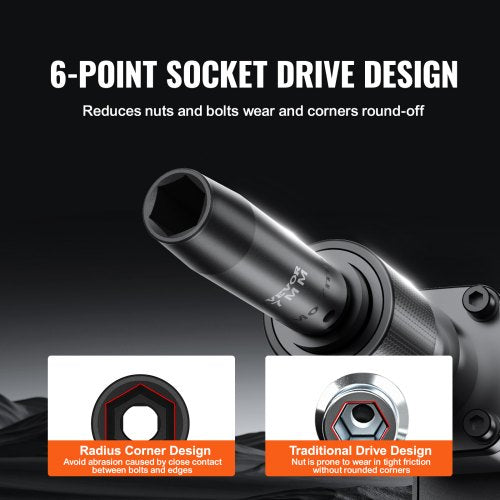 1/2" Drive Impact Socket Set 9 Piece Deep Socket Set Metric 29-38mm