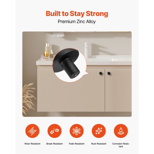 Cabinet Knobs 10 Pack 1.26 Inch Black Zinc Alloy Drawer Pulls Door