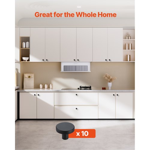 Cabinet Knobs 10 Pack 1.26 Inch Black Zinc Alloy Drawer Pulls Door