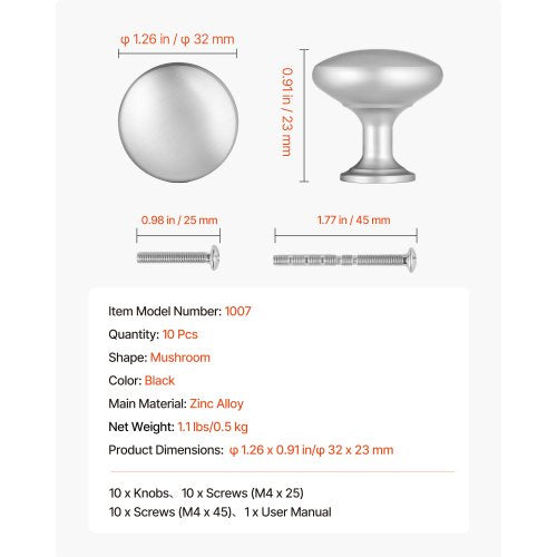 Cabinet Knobs 25 Pack 1.1 Inch Zinc Alloy Drawer Pulls Door Handles