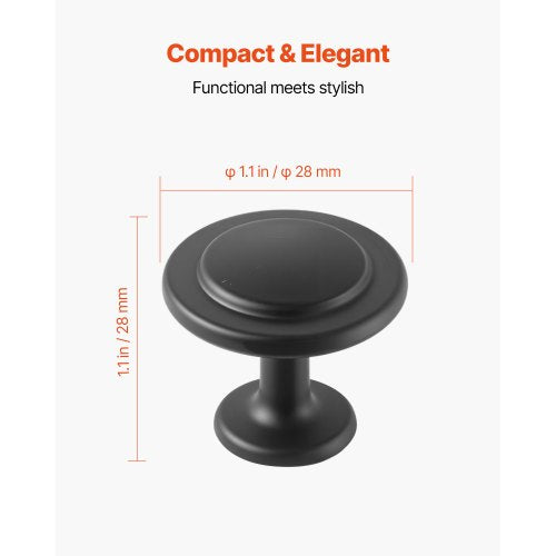 Cabinet Knobs 30 Pack 1.22 Inch Black Zinc Alloy Drawer Pulls Door