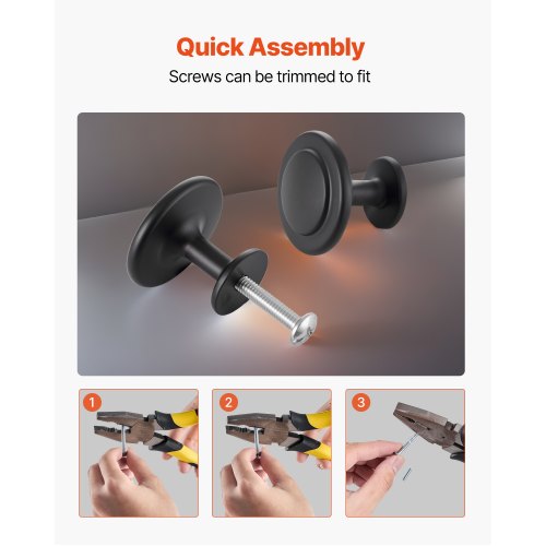 Cabinet Knobs 30 Pack 1.22 Inch Black Zinc Alloy Drawer Pulls Door
