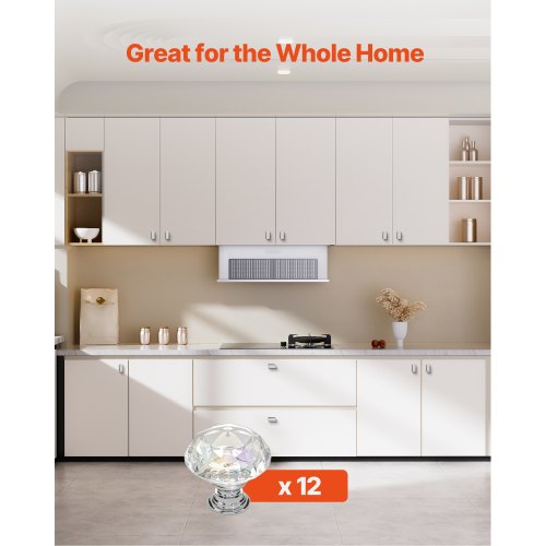 Cabinet Knobs 12 Pack 1.22 Inch Acrylic Zinc Alloy Drawer Pulls Door
