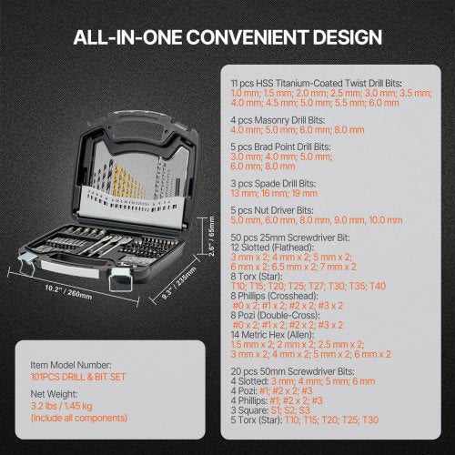 Drill Bit Set 101 Pieces Drill and Driver Bit Set Screwdriver Bit Set