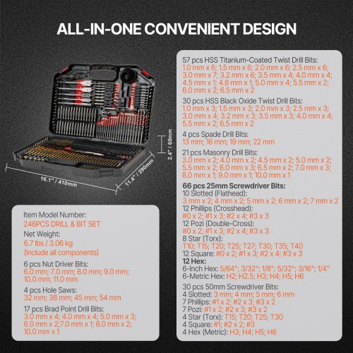 Drill Bit Set 246 Pieces Drill and Driver Bit Set Screwdriver Bit Set