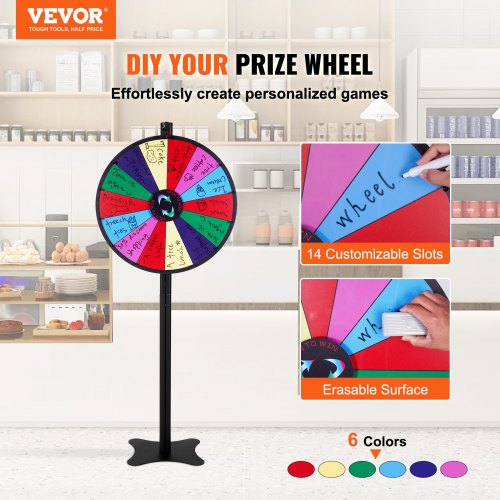 24 inch Spinning Prize Wheel 14 Slots Spinning Wheel Roulette Wheel with a Dry