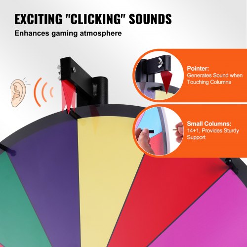 24 inch Spinning Prize Wheel 14 Slots Spinning Wheel Roulette Wheel with a Dry