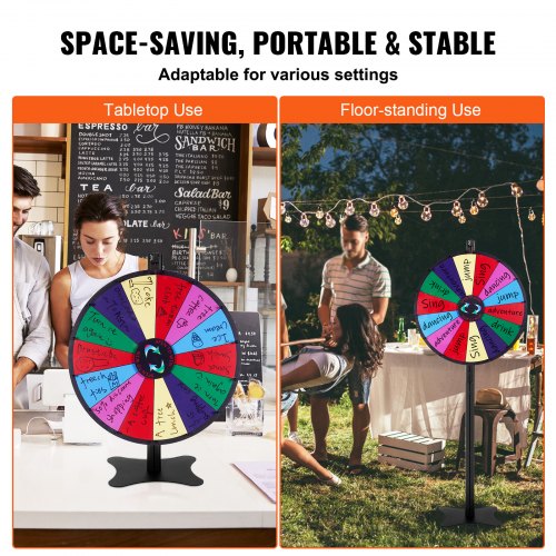 24 inch Spinning Prize Wheel 14 Slots Spinning Wheel Roulette Wheel with a Dry
