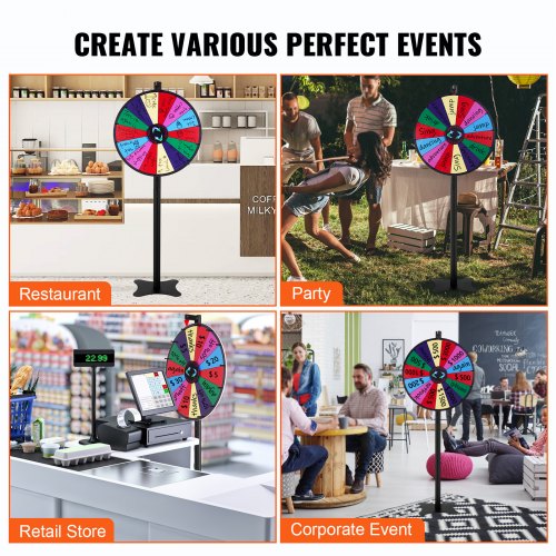 24 inch Spinning Prize Wheel 14 Slots Spinning Wheel Roulette Wheel with a Dry