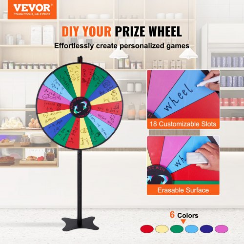 36 inch Spinning Prize Wheel 18 Slots Spinning Wheel Roulette Wheel with a Dry
