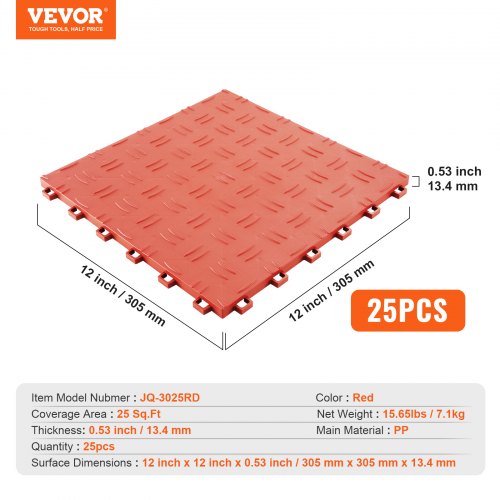 Garage Tiles Interlocking 12 x 12 x 053 inch 25 Pack Garage Floor Covering
