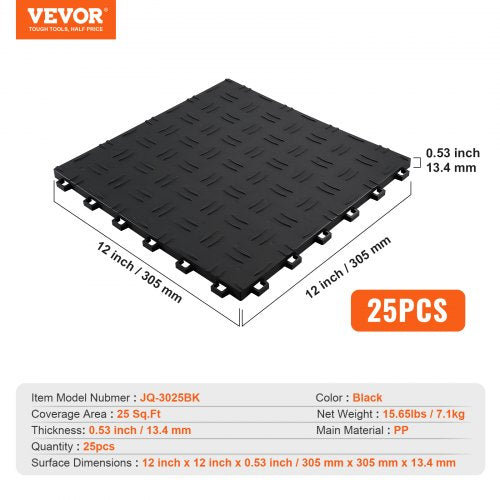 Garage Tiles Interlocking 12 x 12 x 053 inch 25 Pack Garage Floor Covering
