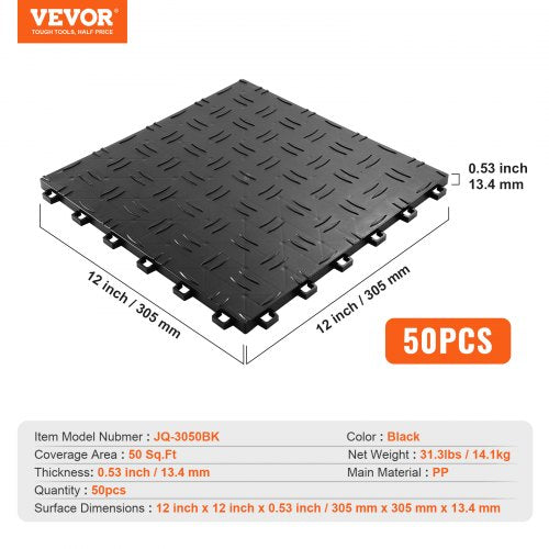 Garage Tiles Interlocking 12 x 12 x 053 inch 50 Pack Garage Floor Covering