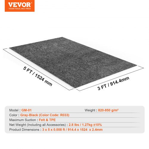 Waterproof Garage Floor Mat for Under Car 3x5 Compact Size Heavy Duty