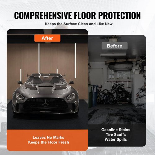 Waterproof Garage Floor Mat for Under Car Nonslip 66x85 Compact Size
