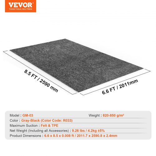 Waterproof Garage Floor Mat for Under Car Nonslip 66x85 Compact Size