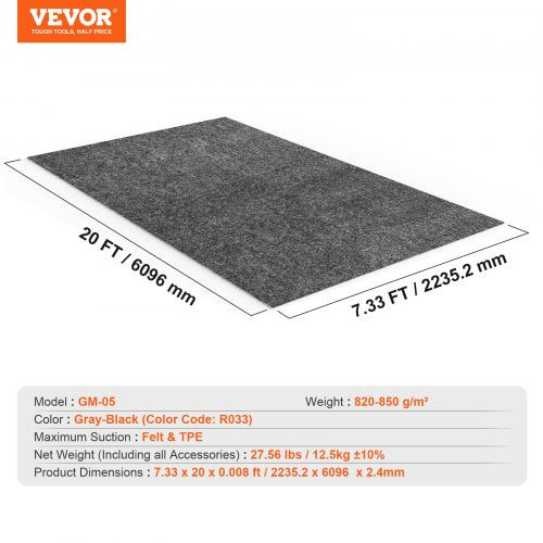 Garage Floor Mat 7.5' x20' Waterproof Protection from Water Snow Rain Mud