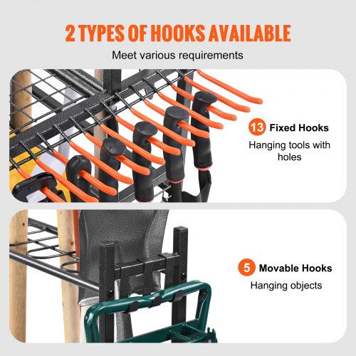 Garden Tool Organizer 16 Slots with Hooks Yard Tool Tower Rack with Wheels