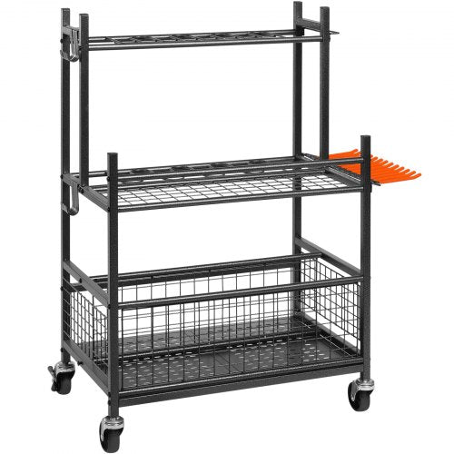 Garden Tool Organizer 16 Slots with Hooks Yard Tool Tower Rack with Wheels