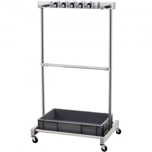 Garden Tool Organizer 10 Slots with Hooks Yard Tool Tower Rack with Wheels