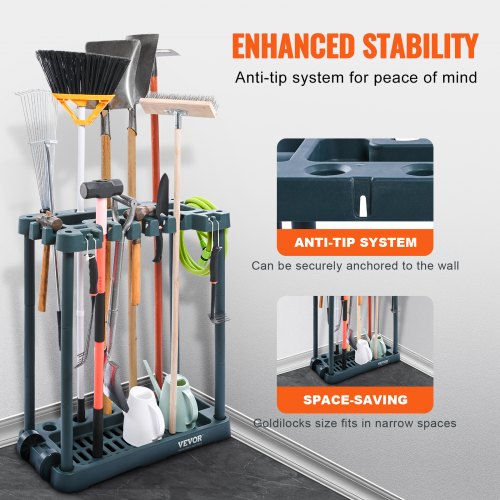 Garden Tool Organizer 10 Slots Yard Tool Tower Rack for Garage