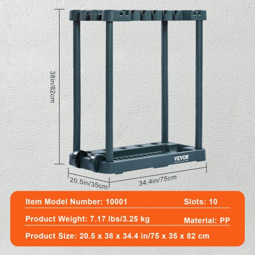 Garden Tool Organizer 10 Slots Yard Tool Tower Rack for Garage