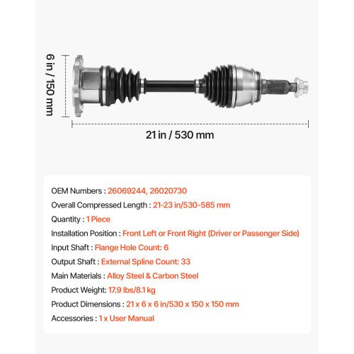 CV Axle Shaft Assembly Front Left or Right Side Driver or Passenger Side