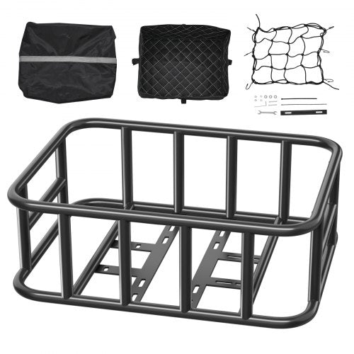 Rear Bike Basket Medium Bicycle Basket with Cargo Net Liner Waterproof