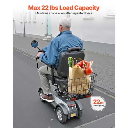 Scooter Rear Basket Heavy Duty Metal Wire Basket with Handle Spacious