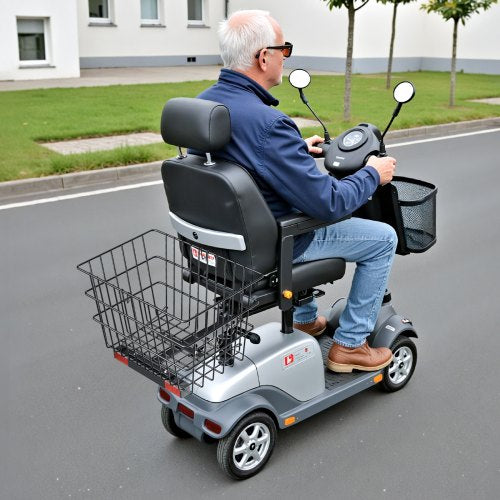 Scooter Rear Basket Heavy Duty Metal Wire Basket with Handle Spacious