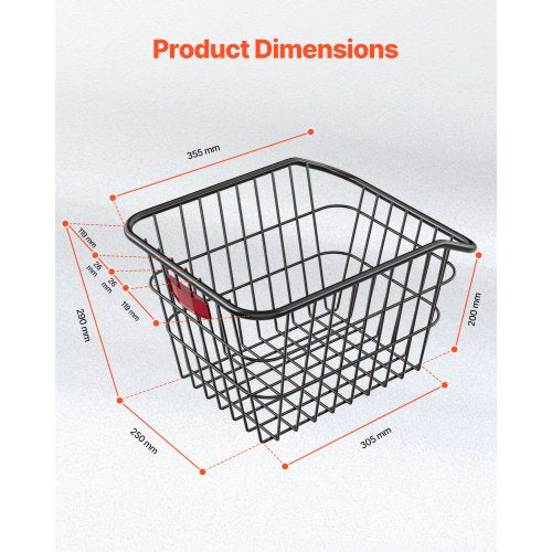 Rear Bike Basket Metal Wire Bicycle Basket with Reflective Tail Light