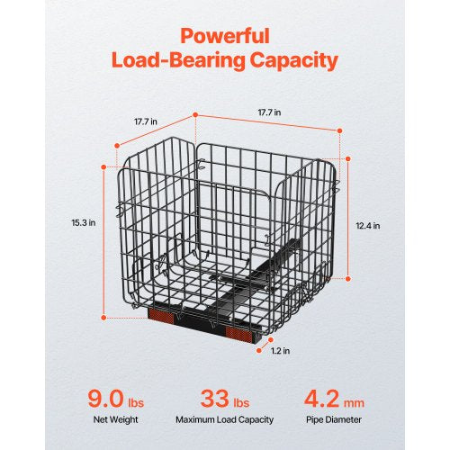 Scooter Rear Basket Folding Metal Wire Basket Heavy Duty Spacious Cargo