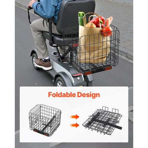 Scooter Rear Basket Folding Metal Wire Basket Heavy Duty Spacious Cargo