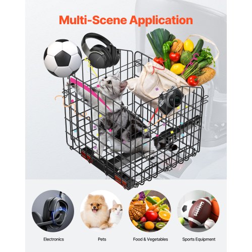 Scooter Rear Basket Folding Metal Wire Basket Heavy Duty Spacious Cargo