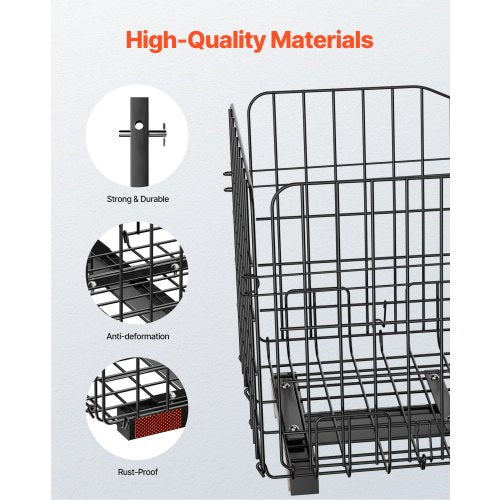 Scooter Rear Basket Folding Metal Wire Basket Heavy Duty Spacious Cargo