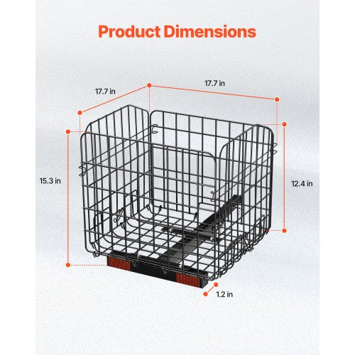 Scooter Rear Basket Folding Metal Wire Basket Heavy Duty Spacious Cargo