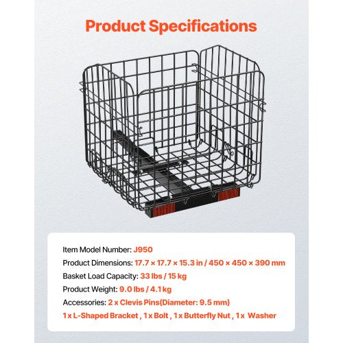 Scooter Rear Basket Folding Metal Wire Basket Heavy Duty Spacious Cargo