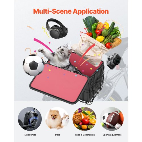 Rear Bike Basket Folding Wire Bicycle Basket with Cargo Net Removable