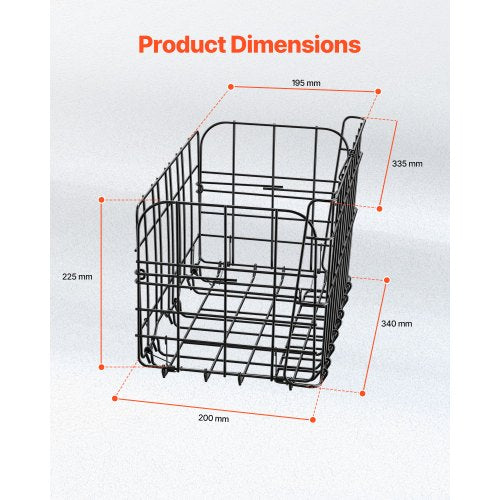 Rear Bike Basket Folding Wire Bicycle Basket with Cargo Net Removable