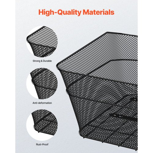 Rear Bike Basket Wire Mesh Bicycle Basket with Cargo Net Waterproof