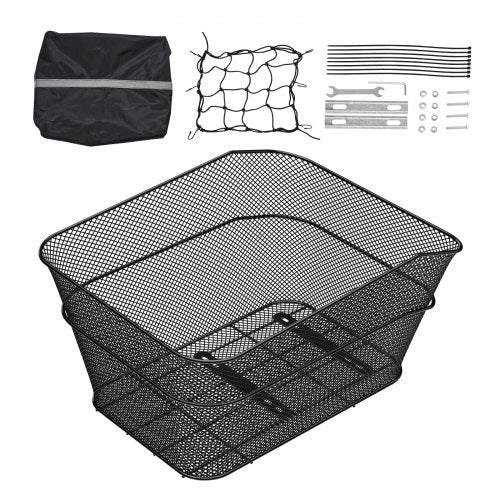 Rear Bike Basket Wire Mesh Bicycle Basket with Cargo Net Waterproof