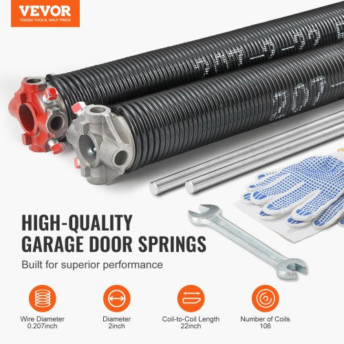 Garage Door Torsion Springs Pair of 0207 x 2 x 22inch 16000 Cycles