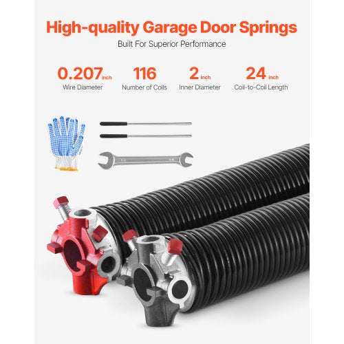 Garage Door Torsion Springs Pair of 0207 x 2 x 24 in 16000 Cycles