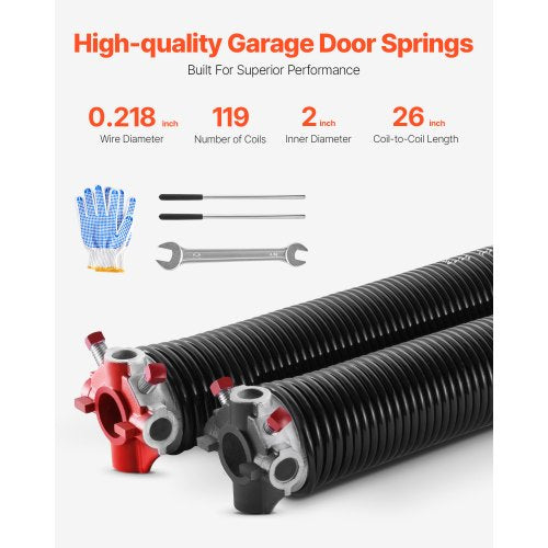 Garage Door Torsion Springs Pair of 0218 x 2 x 26 in 16000 Cycles