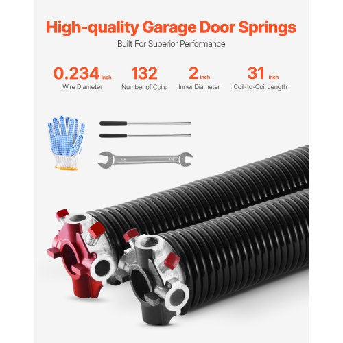 Garage Door Torsion Springs Pair of 0234 x 2 x 31 in 16000 Cycles