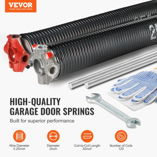 Garage Door Torsion Springs 16000 Cycles Pair of 025 x 2 x 30inch Garage
