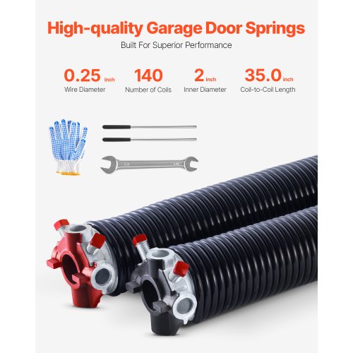 Garage Door Torsion Springs Pair of 0250 x 2 x 35 in 16000 Cycles